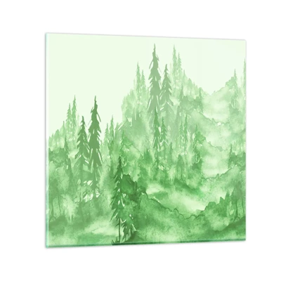 Cuadro sobre vidrio - Impresiones sobre Vidrio - Difuminado con niebla verde - 50x50 cm