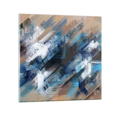 Cuadro sobre vidrio - Impresiones sobre Vidrio - En una inclinación azul - 60x60 cm