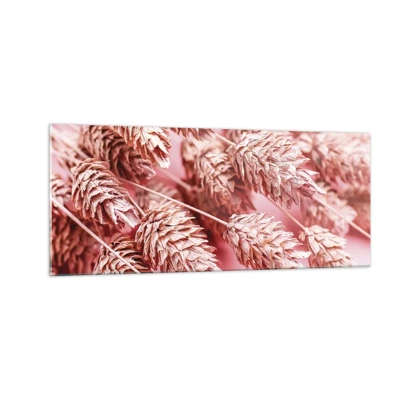 Cuadro sobre vidrio - Impresiones sobre Vidrio - Estructura floral en rosa - 100x40 cm