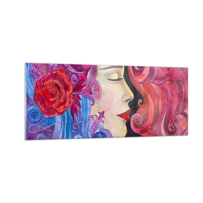 Cuadro sobre vidrio - Impresiones sobre Vidrio - Inspiración en rojo y violeta - 100x40 cm