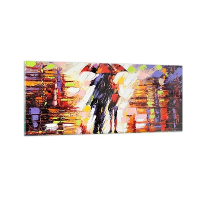 Cuadro sobre vidrio - Impresiones sobre Vidrio - Juntos a través de la noche y la lluvia - 100x40 cm