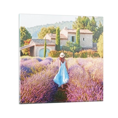 Cuadro sobre vidrio - Impresiones sobre Vidrio - La chica de la lavanda - 40x40 cm