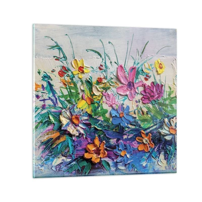 Cuadro sobre vidrio - Impresiones sobre Vidrio - La energía de las flores - 70x70 cm