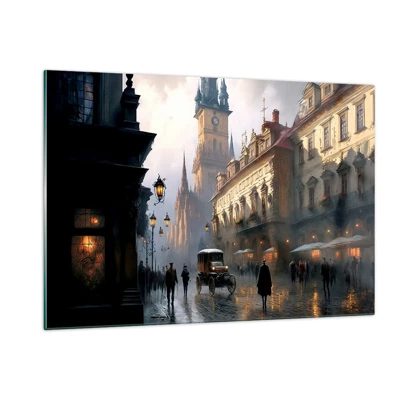 Cuadro sobre vidrio - Impresiones sobre Vidrio - La magia de una noche de Praga - 120x80 cm