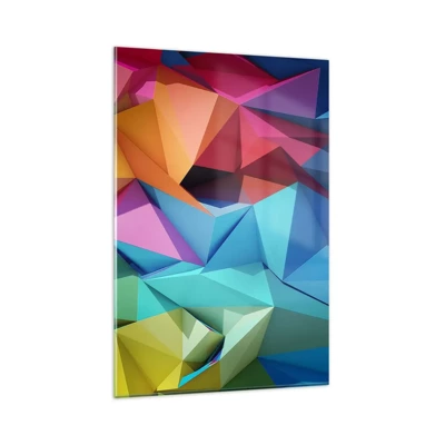 Cuadro sobre vidrio - Impresiones sobre Vidrio - Origami arco iris - 80x120 cm