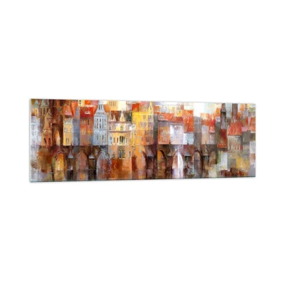 Cuadro sobre vidrio - Impresiones sobre Vidrio - Puente y ciudad - 160x50 cm
