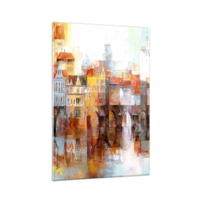 Cuadro sobre vidrio - Impresiones sobre Vidrio - Puente y ciudad - 70x100 cm