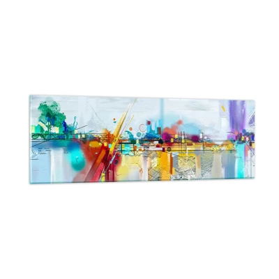 Cuadro sobre vidrio - Impresiones sobre Vidrio - Un puente de alegría sobre el río de la vida - 90x30 cm