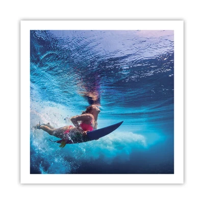 Póster Arttor 60x60 cm - La profundidad de la alegría - Surf, Mujer, Deporte, Mar, Hawai, Para el salón, Para el dormitorio, Blanco, Negro, Horizontal, Sin marco, P2XAC60x60-4274