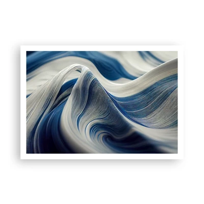 Póster - Fluidez de azul y blanco - 100x70 cm
