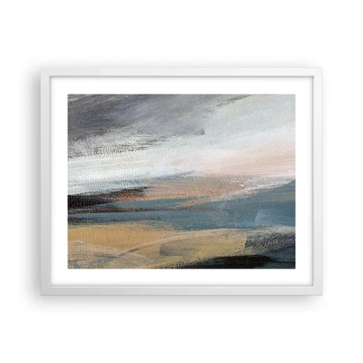Póster en marco blanco - Abstracción: paisaje nórdico - 50x40 cm