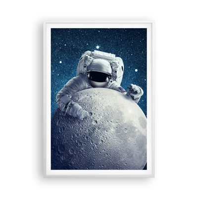 Póster en marco blanco - Bromista espacial - 70x100 cm