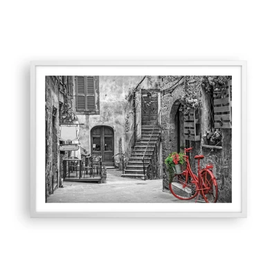 Póster en marco blanco - Callejón de la Toscana - 70x50 cm