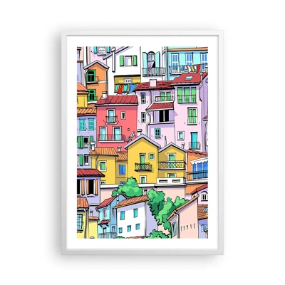 Póster en marco blanco - Ciudad alegre - 50x70 cm