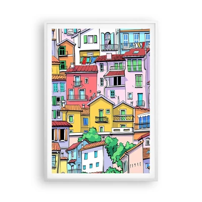 Póster en marco blanco - Ciudad alegre - 70x100 cm