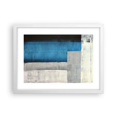 Póster en marco blanco - Composición poética de gris y azul - 40x30 cm