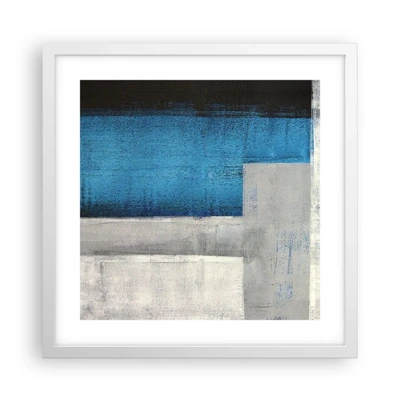 Póster en marco blanco - Composición poética de gris y azul - 40x40 cm