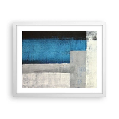 Póster en marco blanco - Composición poética de gris y azul - 50x40 cm