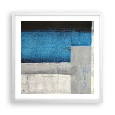 Póster en marco blanco - Composición poética de gris y azul - 50x50 cm