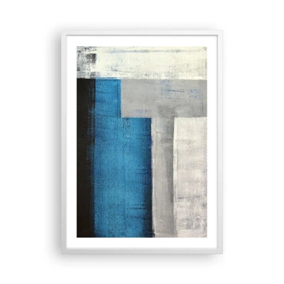 Póster en marco blanco - Composición poética de gris y azul - 50x70 cm