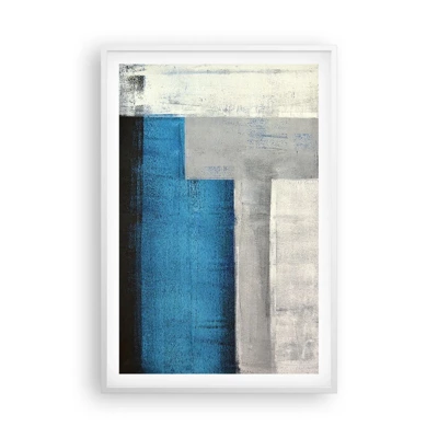 Póster en marco blanco - Composición poética de gris y azul - 61x91 cm