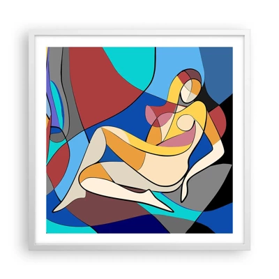 Póster en marco blanco - Desnudo cubista - 60x60 cm