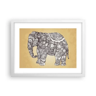 Póster en marco blanco - El elefante decorado - 40x30 cm