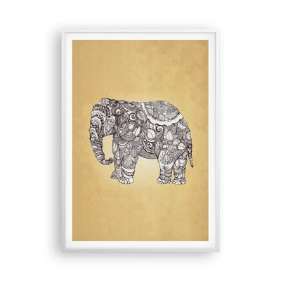 Póster en marco blanco - El elefante decorado - 70x100 cm