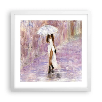 Póster en marco blanco - En la lluvia de lilas - 40x40 cm