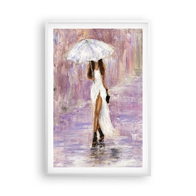 Póster en marco blanco - En la lluvia de lilas - 61x91 cm