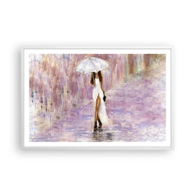 Póster en marco blanco - En la lluvia de lilas - 91x61 cm