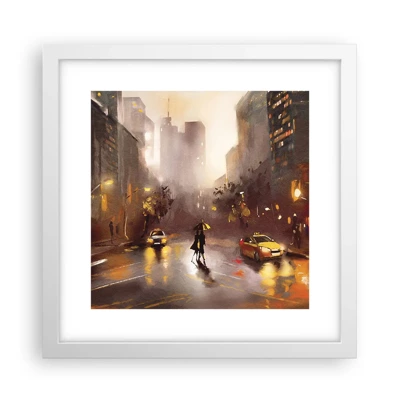 Póster en marco blanco - En las luces de Nueva York - 30x30 cm