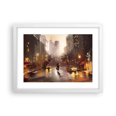 Póster en marco blanco - En las luces de Nueva York - 40x30 cm