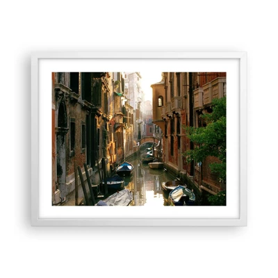 Póster en marco blanco - En un callejón veneciano - 50x40 cm