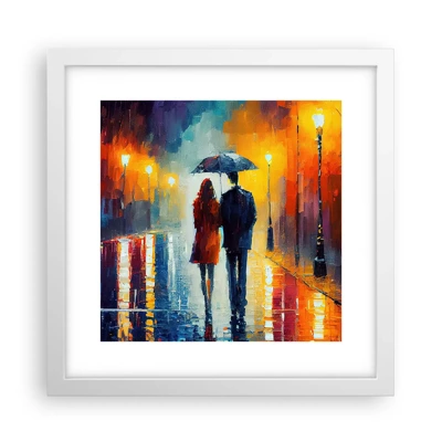 Póster en marco blanco - Juntos en una noche llena de color - 30x30 cm