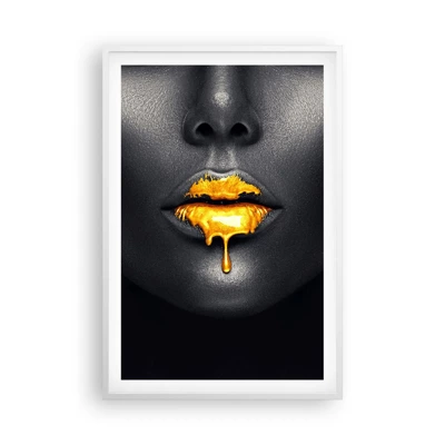 Póster en marco blanco - Labios de oro - 61x91 cm