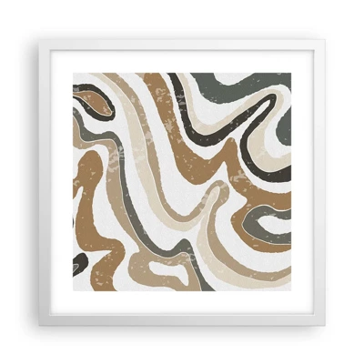 Póster en marco blanco - Meandros de colores terrosos - 40x40 cm