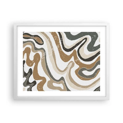 Póster en marco blanco - Meandros de colores terrosos - 50x40 cm