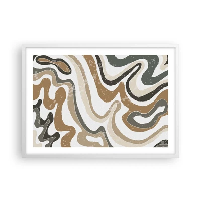 Póster en marco blanco - Meandros de colores terrosos - 70x50 cm