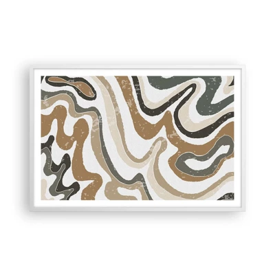 Póster en marco blanco - Meandros de colores terrosos - 91x61 cm