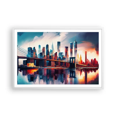 Póster en marco blanco - Nueva York siempre luce - 91x61 cm