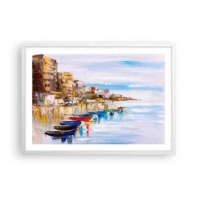 Póster en marco blanco - Puerto urbano multicolor - 70x50 cm
