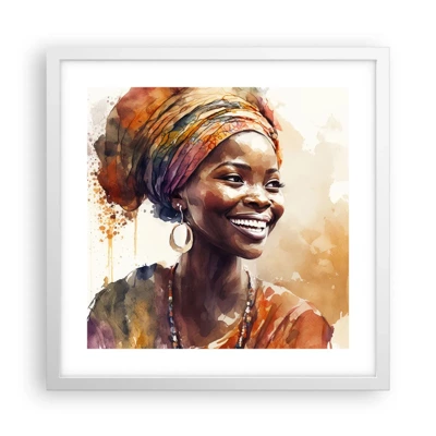 Póster en marco blanco - Reina africana - 40x40 cm