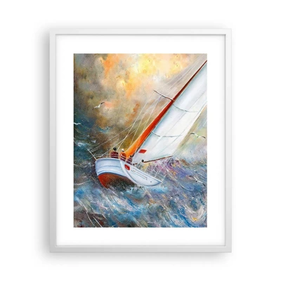 Póster en marco blanco - Surcando las olas - 40x50 cm