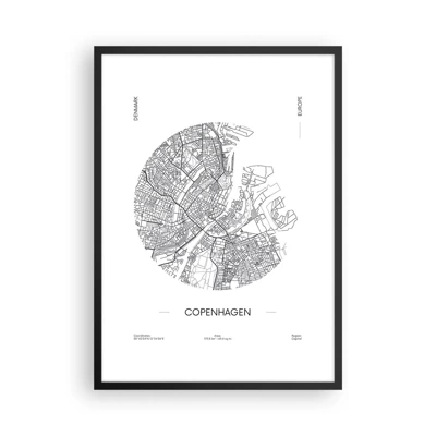 Póster en marco negro - Anatomía de Copenhague - 50x70 cm