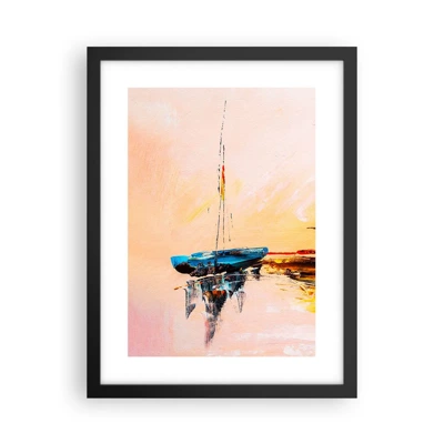 Póster en marco negro - Atardecer en el puerto deportivo - 30x40 cm