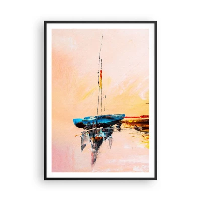 Póster en marco negro - Atardecer en el puerto deportivo - 70x100 cm