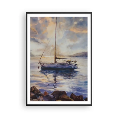 Póster en marco negro - Atardecer en la bahía - 70x100 cm