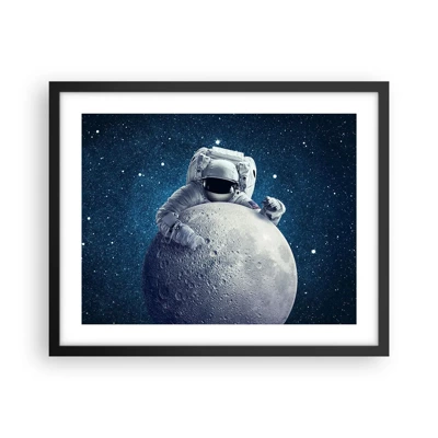 Póster en marco negro - Bromista espacial - 50x40 cm