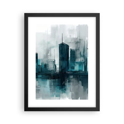 Póster en marco negro - Ciudad color lluvia - 30x40 cm